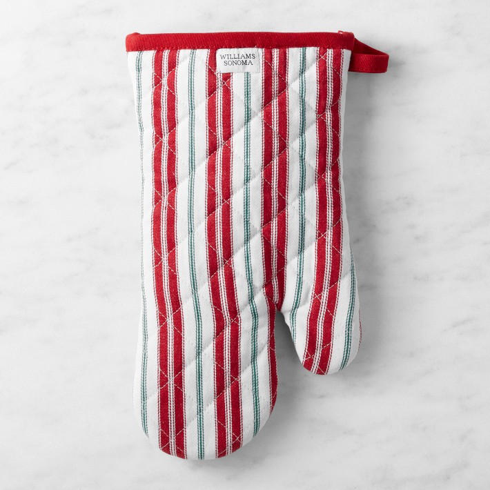 Williams Sonoma Heritage Stripe Oven Mitt, Red & Green