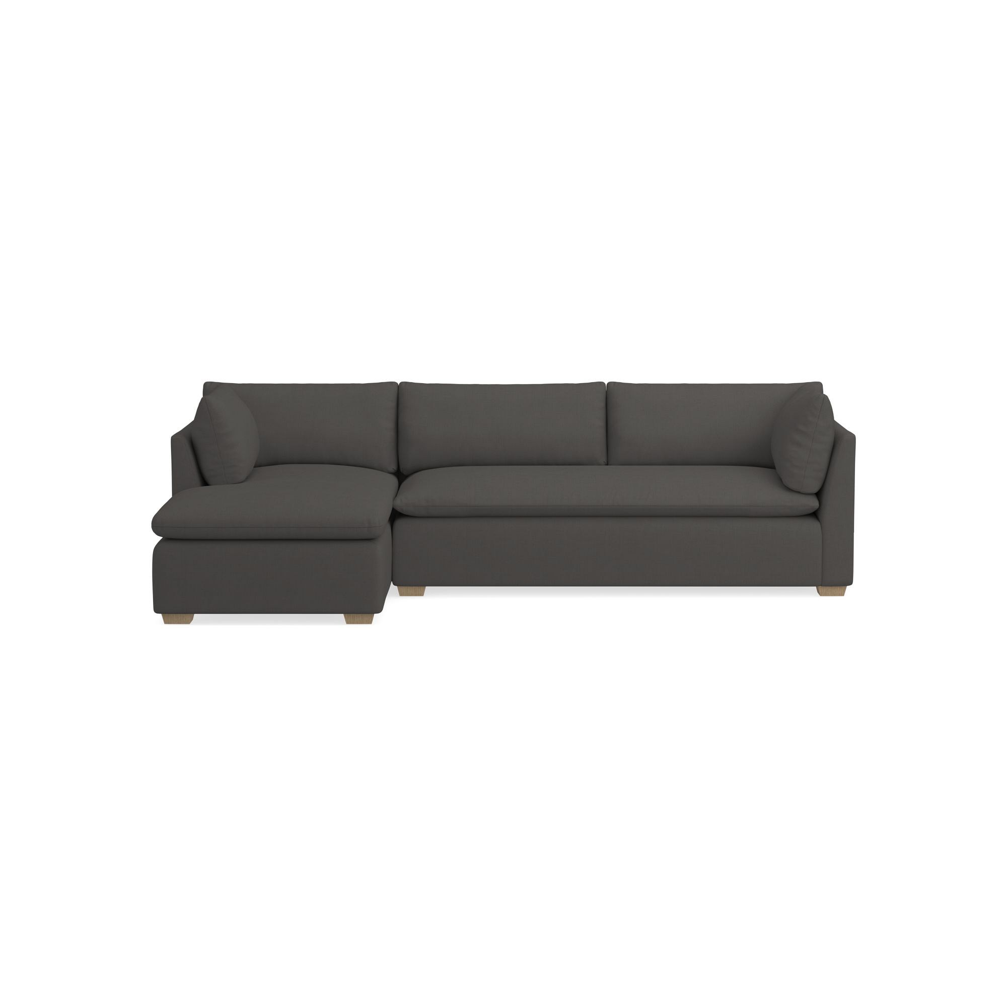 Laguna Sectional, Left 2-Piece L-Shape Loveseat with Chaise, 22" Depth, Standard Cushion, Performance Linen Blend, Graphite, Natural Leg