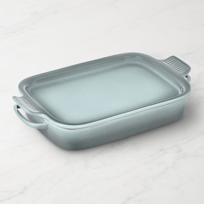 Le Creuset Stoneware Rectangular Baker with Platter Lid, 2 3/4 Qt.- Sea Salt