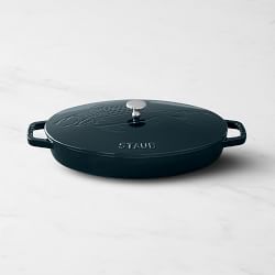 Staub Enameled Cast Iron Oval Gratin with Sea Bass Embossed Lid, 2 1/4 Qt.