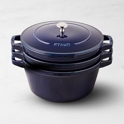 Staub Enameled Cast Iron Stackable 4-Piece Cookware Set, Sapphire
