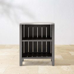 Larnaca Metal Kitchen Convertible Refrigerator Cabinet, Slate Grey