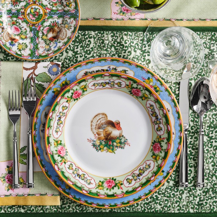 Famille Rose Turkey Salad Plates