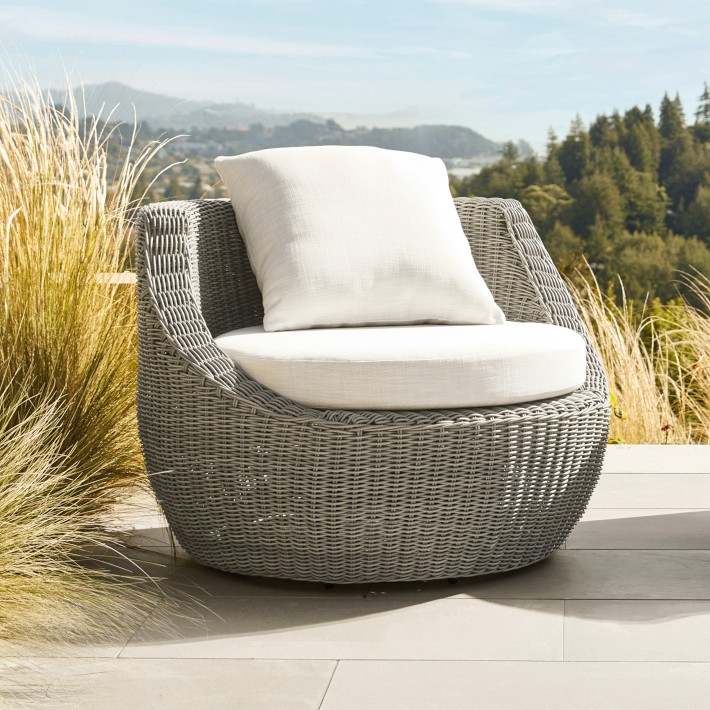 San Clemente Outdoor Curved Swivel Chair, Grey