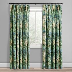 Fern Forest Pinch Pleat Curtains, 50" W X 84" L, Green, Linen