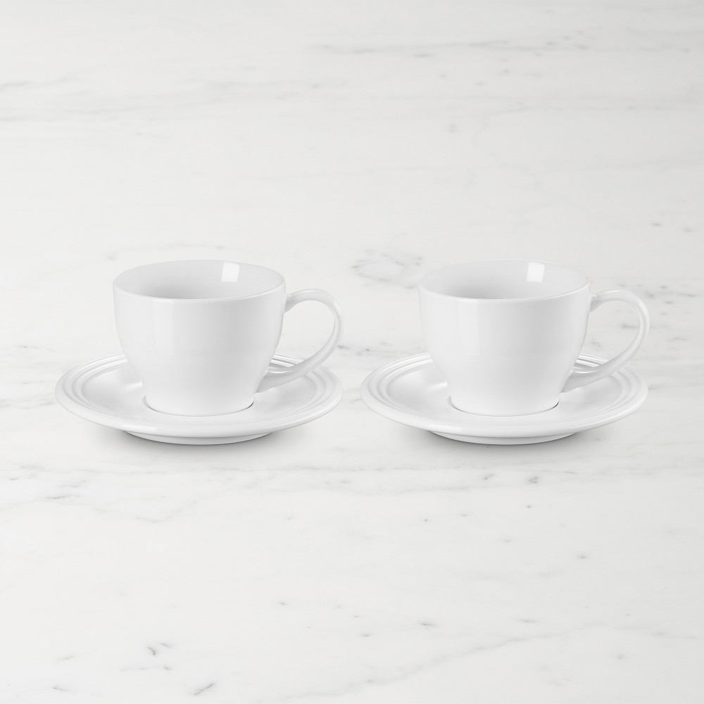 Le Creuset Cappucino Cups & Saucers, Set of 2, White