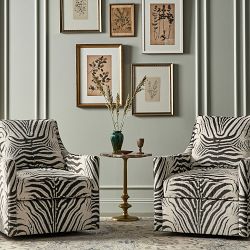Zebra Upholstered Swivel Chair