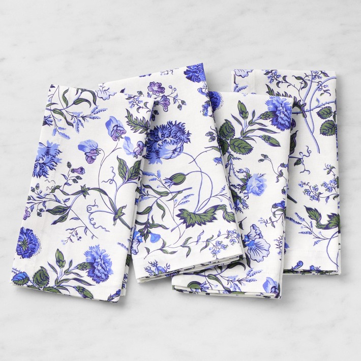 White Floral Napkins, 20", Set of 4
