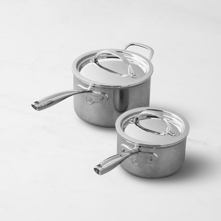 Williams Sonoma Thermo-Clad Stainless-Steel Sauce Pan Set of 2