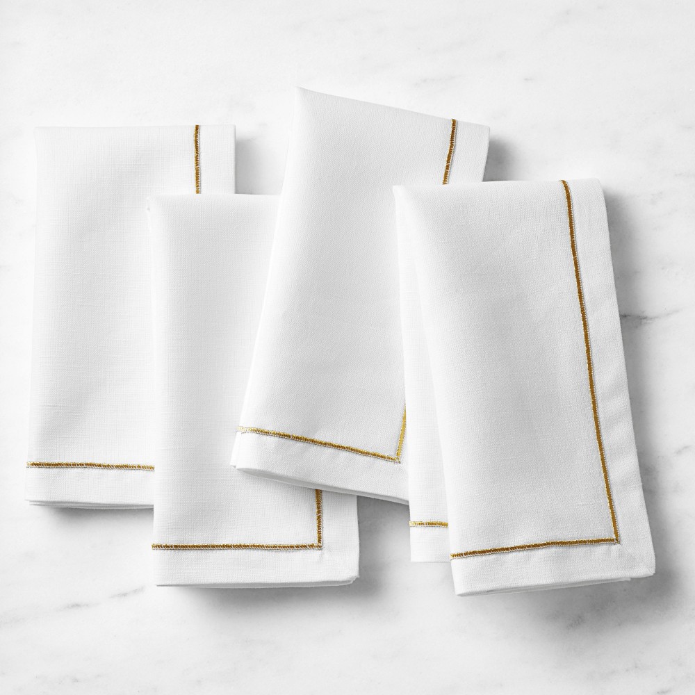 Gold Border Napkins, Set of 4 | Williams Sonoma
