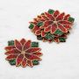 Beaded Poinsettia Coasters, Set of 4