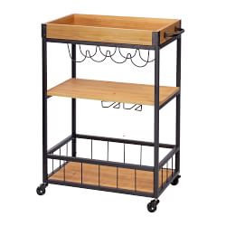 Industrial Rolling Bar Cart with Removable Serving Tray (24&quot;)
