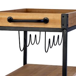 Industrial Rolling Bar Cart with Removable Serving Tray (24&quot;)