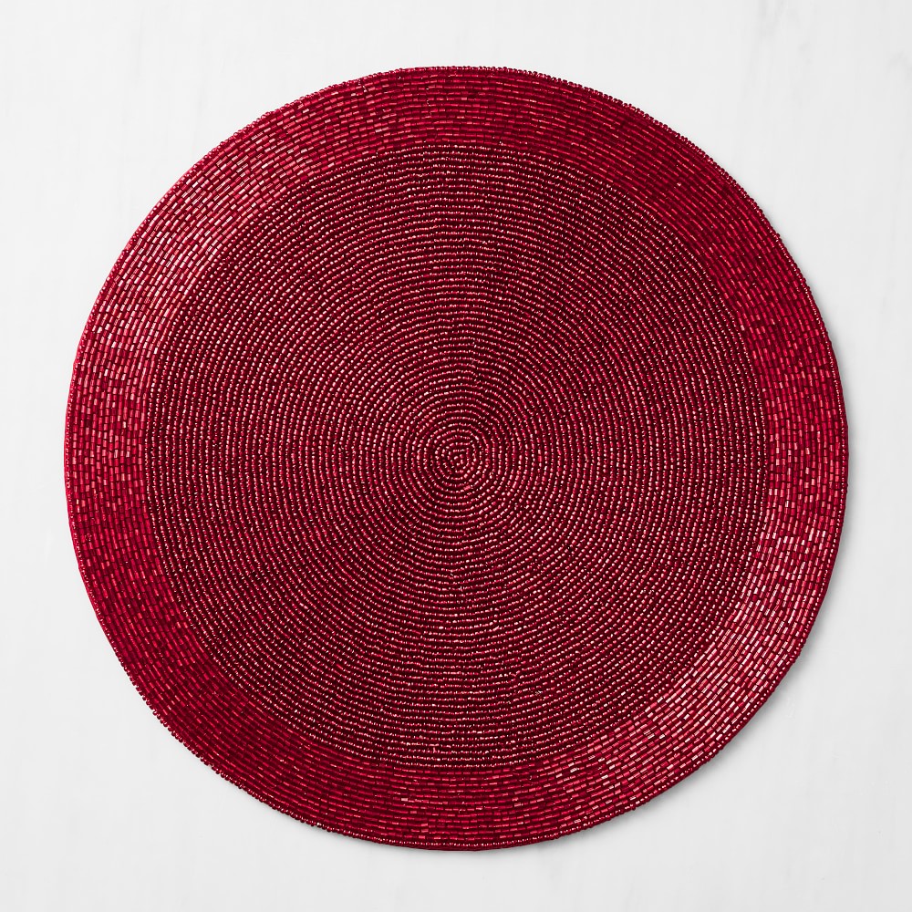 Beaded Round Placemat, Red
