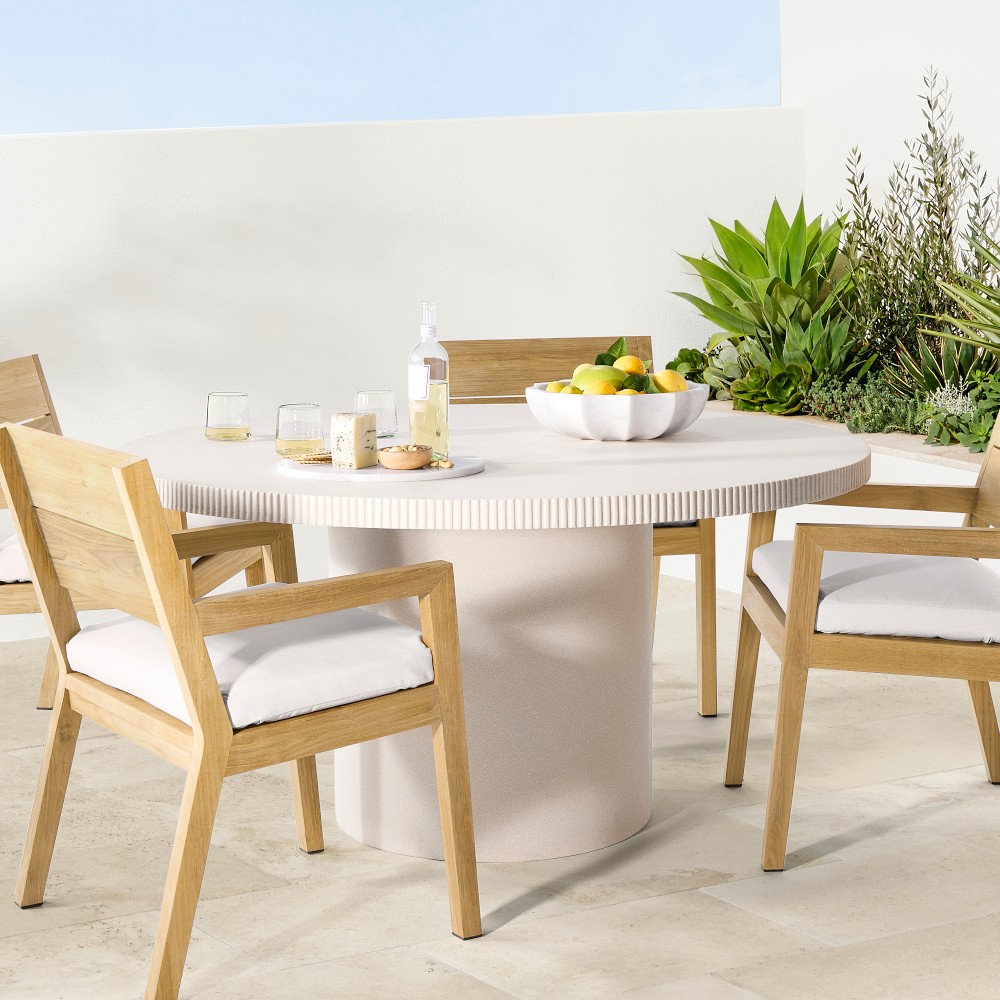 Hollis Round Fiberstone Outdoor Dining Table (59&quot;)