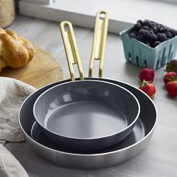 GreenPan&#8482; Stanley Tucci&#8482; Stainless-Steel Ceramic Nonstick Fry Pan Set of 2