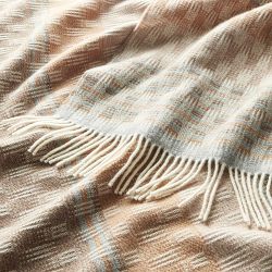 Checkered Stripe Jacquard Wool Throw