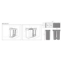 Brabantia Sort &amp; Go In-Cabinet Bin, 2 x 30L