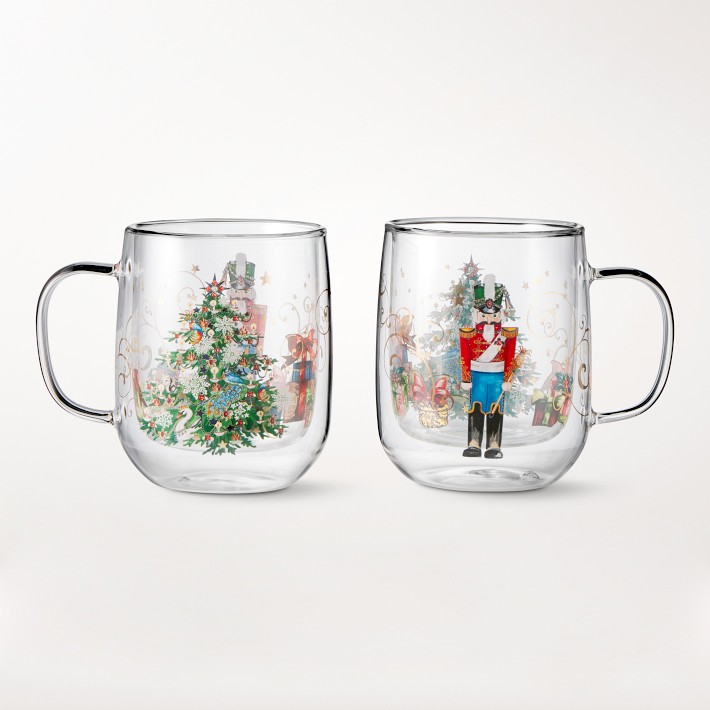 Double-Wall Nutcracker Coffee Mugs, Set of 2