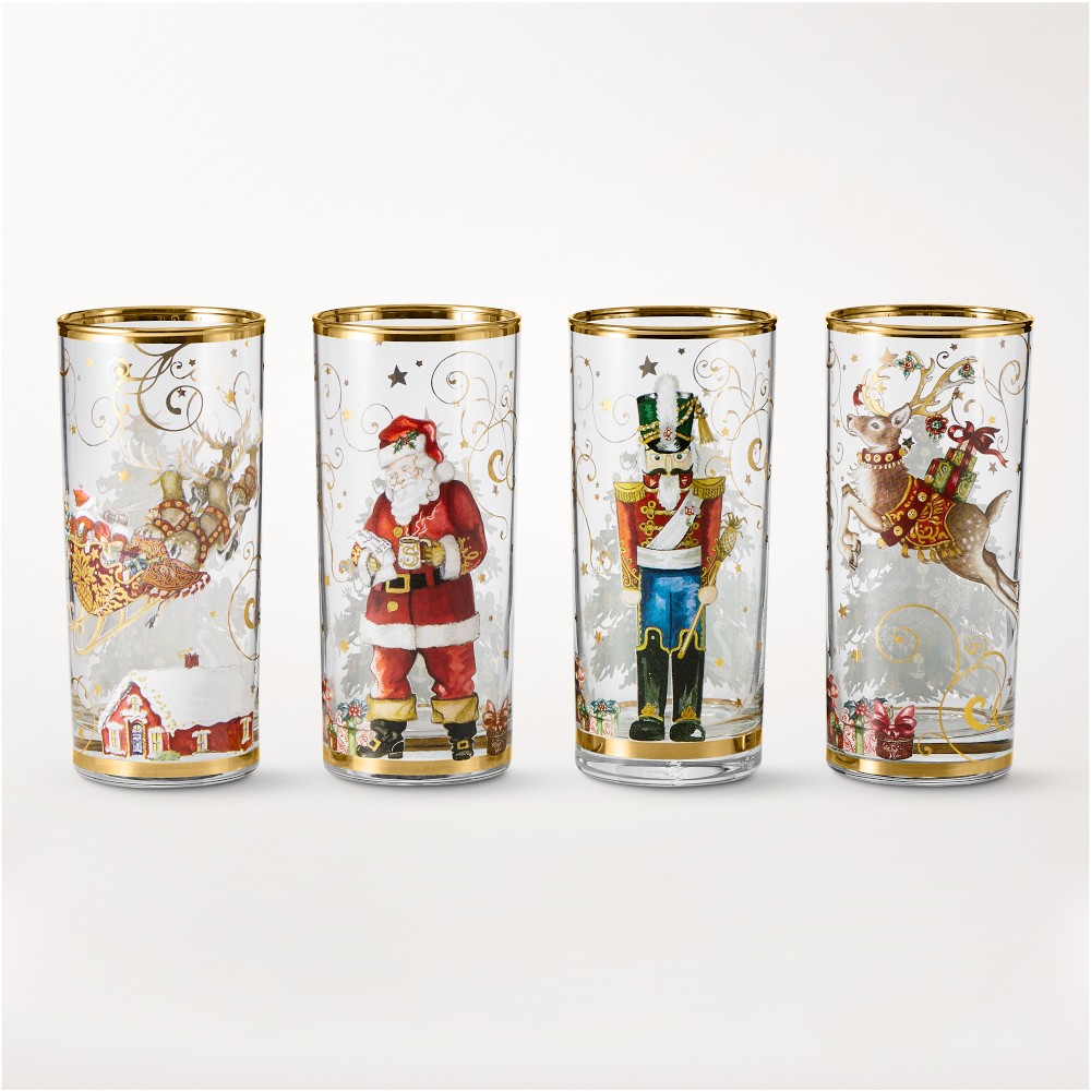 'Twas the Night Before Christmas Highball Glasses, Set of 4, Nutcracker