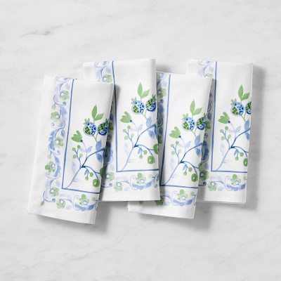 Painted Vine Napkins, Set of 4, Blue