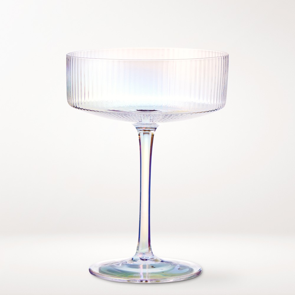 Modern Optic Iridescent Coupe Glasses, Set of 4