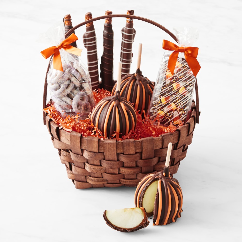 Halloween Caramel Apple Gift Basket, Immediate Delivery