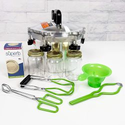 All American Aluminum Pressure Cooker, 10.5-Qt. with Rack & Superb Jars Accessory Kit