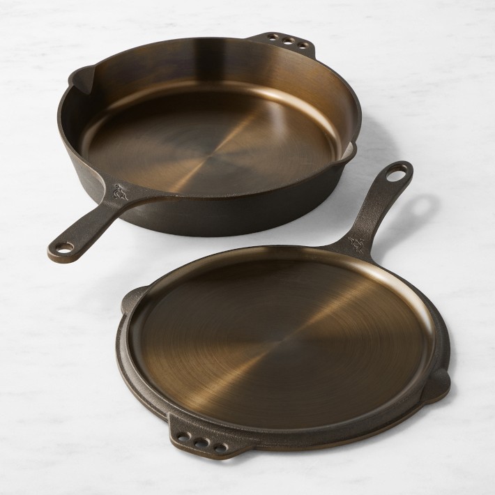 Smithey Seasoned Cast Iron Flat Top Griddle & Skillet Set, 12"