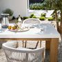 Larnaca Outdoor Teak Fiberstone Dining Table (96&quot;-108&quot;)