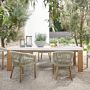 Larnaca Outdoor Teak Fiberstone Dining Table (96&quot;-108&quot;)