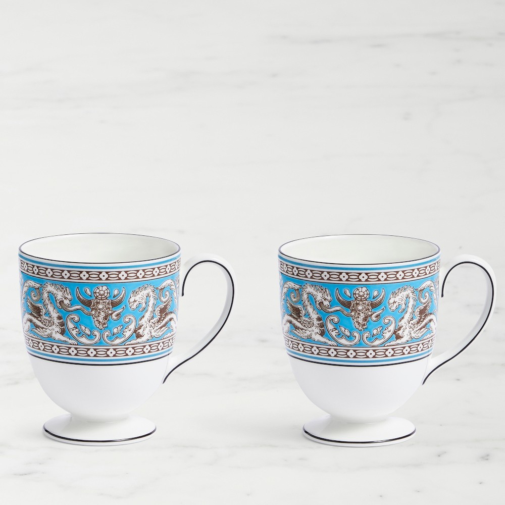Wedgwood Florentine Turquoise Mugs, Set of 2