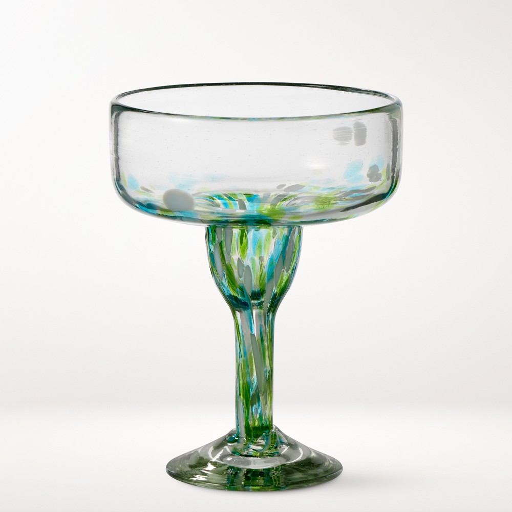 Multi-Confetti Recycled Maragarita Glasses, Set of 4