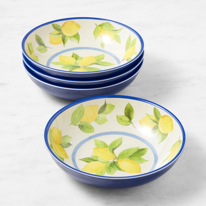 Lemon Outdoor Melamine Bowls, Set of 4