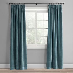 Velvet Curtain, Cyan, 50" x 84"