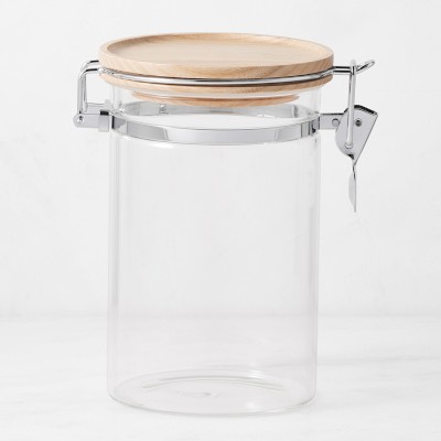 Hold Everything Stacking Glass Canister with Clamp, Ashwood, Medium