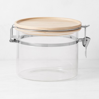 Hold Everything Stacking Glass Canister with Clamp, Ashwood, Small