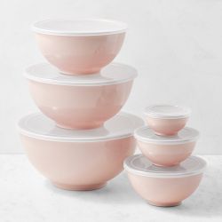 Melamine Mixing Bowls with Lid, Set of 6, Dusty Rose