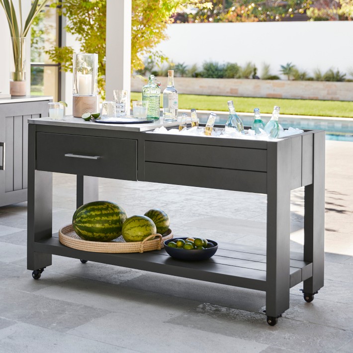 Larnaca Outdoor Slate Grey Metal Prep Table (58&quot;)