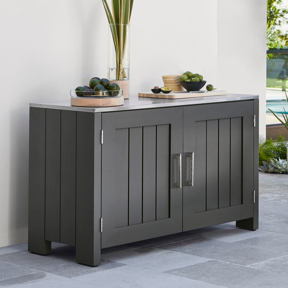 Larnaca Outdoor Slate Grey Metal 2-Door Cabinet (54.5&quot;)
