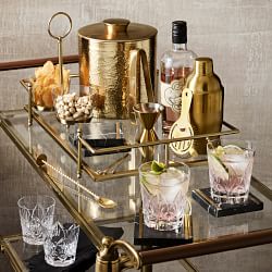 Williams Sonoma Antique Brass Ice Bucket with Tongs