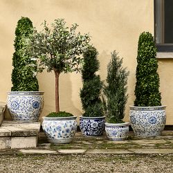 Blue &amp; White Ceramic Planter, Large
