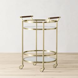 Truman Round Bar Cart, Antique Brass (20&quot;)
