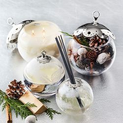 Williams Sonoma Winter Forest Ornament Diffuser, Glass with White Decal