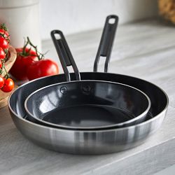 GreenPan&#8482; Stanley Tucci&#8482; Stainless-Steel Ceramic Nonstick Fry Pan Set of 2, Black