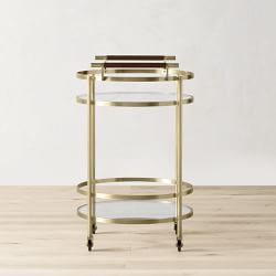 Truman Round Bar Cart, Antique Brass (20&quot;)