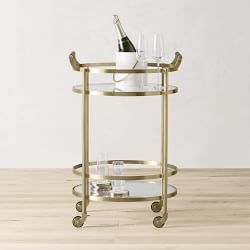 Truman Round Bar Cart, Antique Brass (20&quot;)