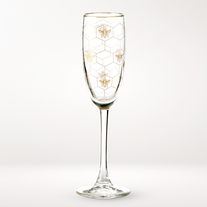Honeycomb Champagne Flute Glasses, Set of 2