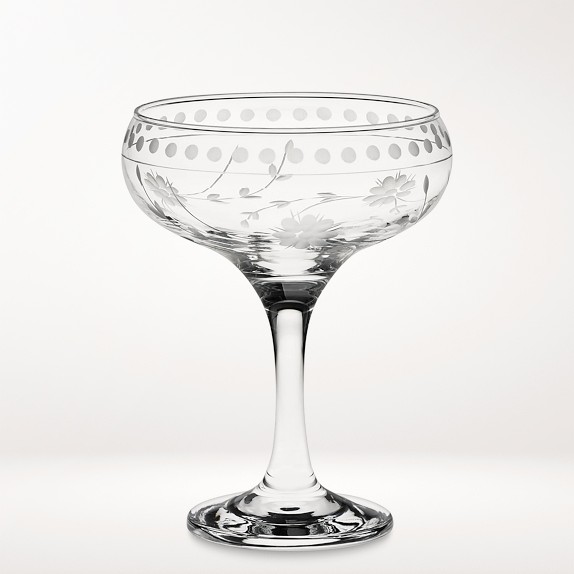 Vintage Etched Coupe Glasses Vintage Etched Coupe Glasses