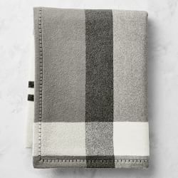 Plaid Lambswool Throw, 50" X 70", Grayson Black
